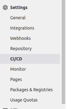 gitlab > proyect settings > cdci